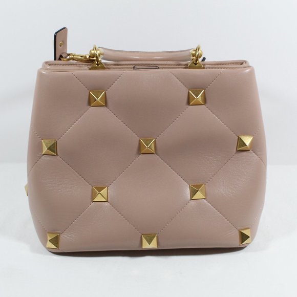 Valentino Garavani Medium Roman Stud Leather Top Handle Bag - Light Pink - Picture 3 of 12
